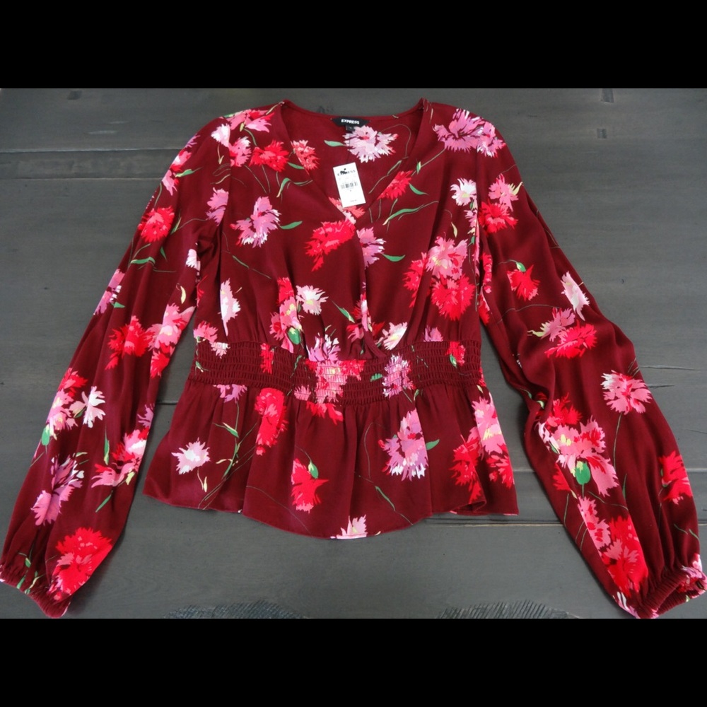 EXPRESS Floral Peplum Top size S